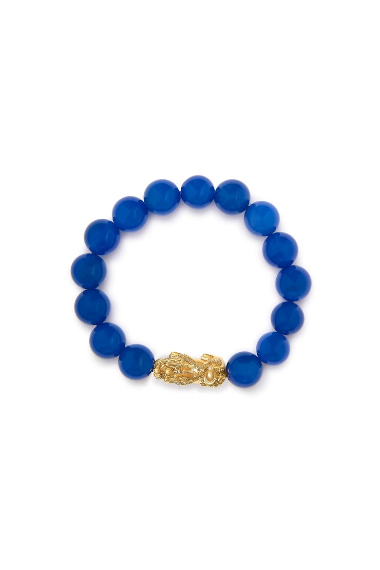 18K Yellow Gold Blue Agate Beaded Dragon Charm Bracelet, Alternate, color, Yellow Gold