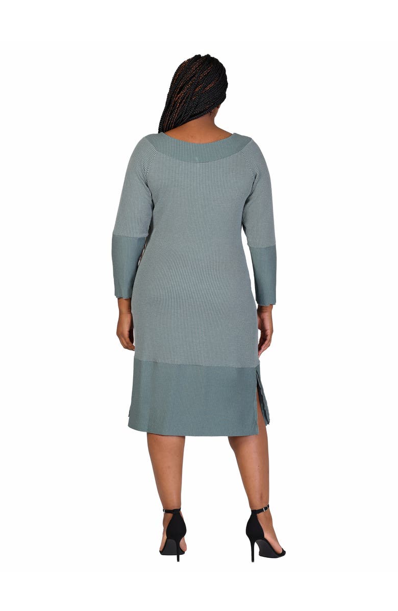 24seven Comfort Apparel Ribbed Knit Long Sleeve Split Hem Sweater Dress, Alternate, color, Green