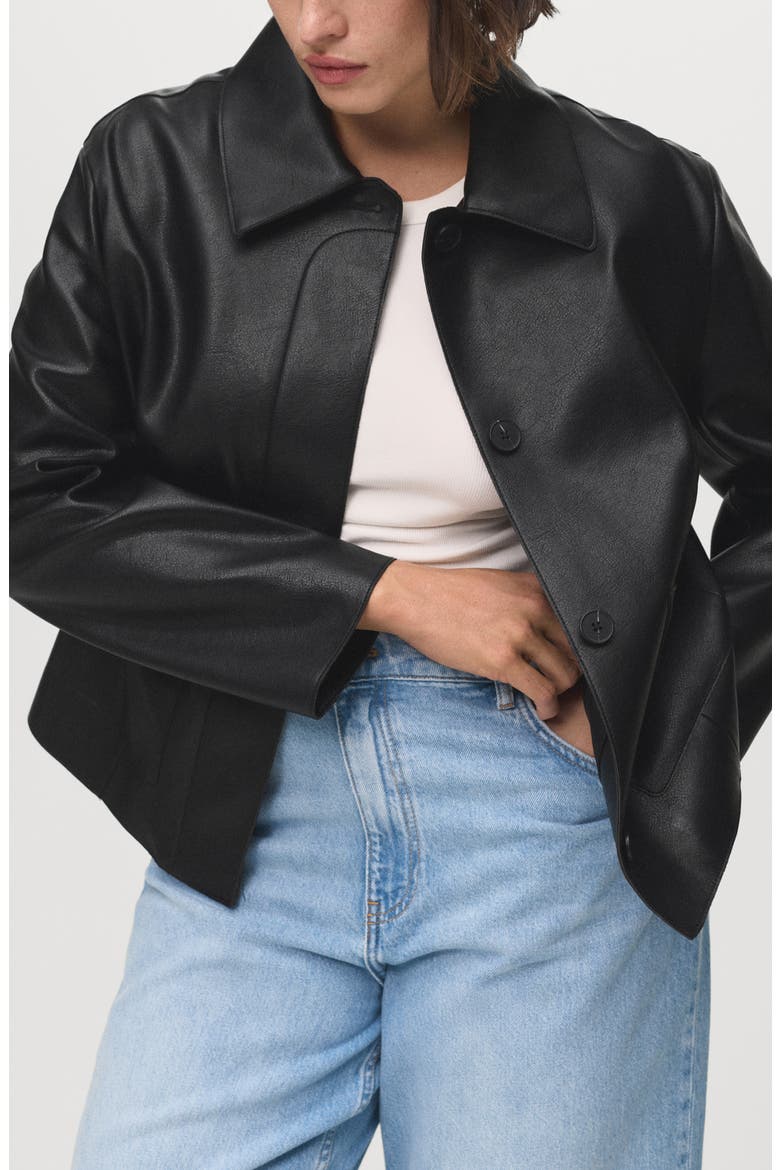 Sabina Faux Leather Jacket, Alternate, color, BLACK