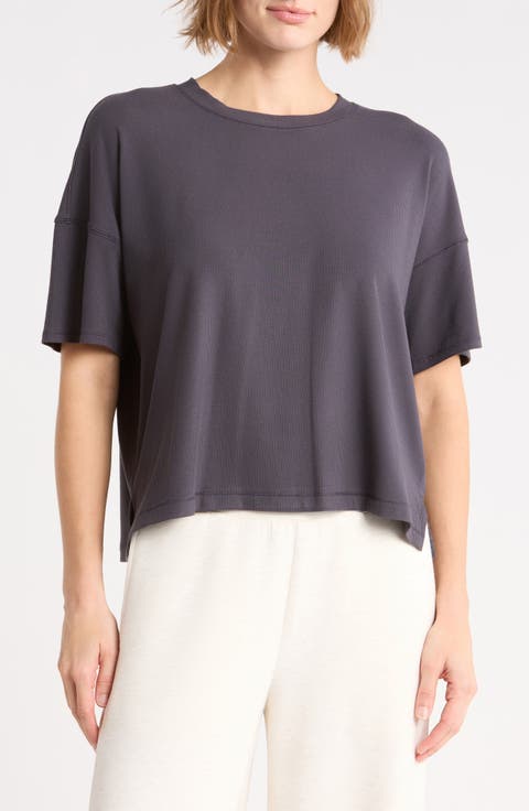 Heavenly Ribbed Deluxe Boxy Crop T-Shirt