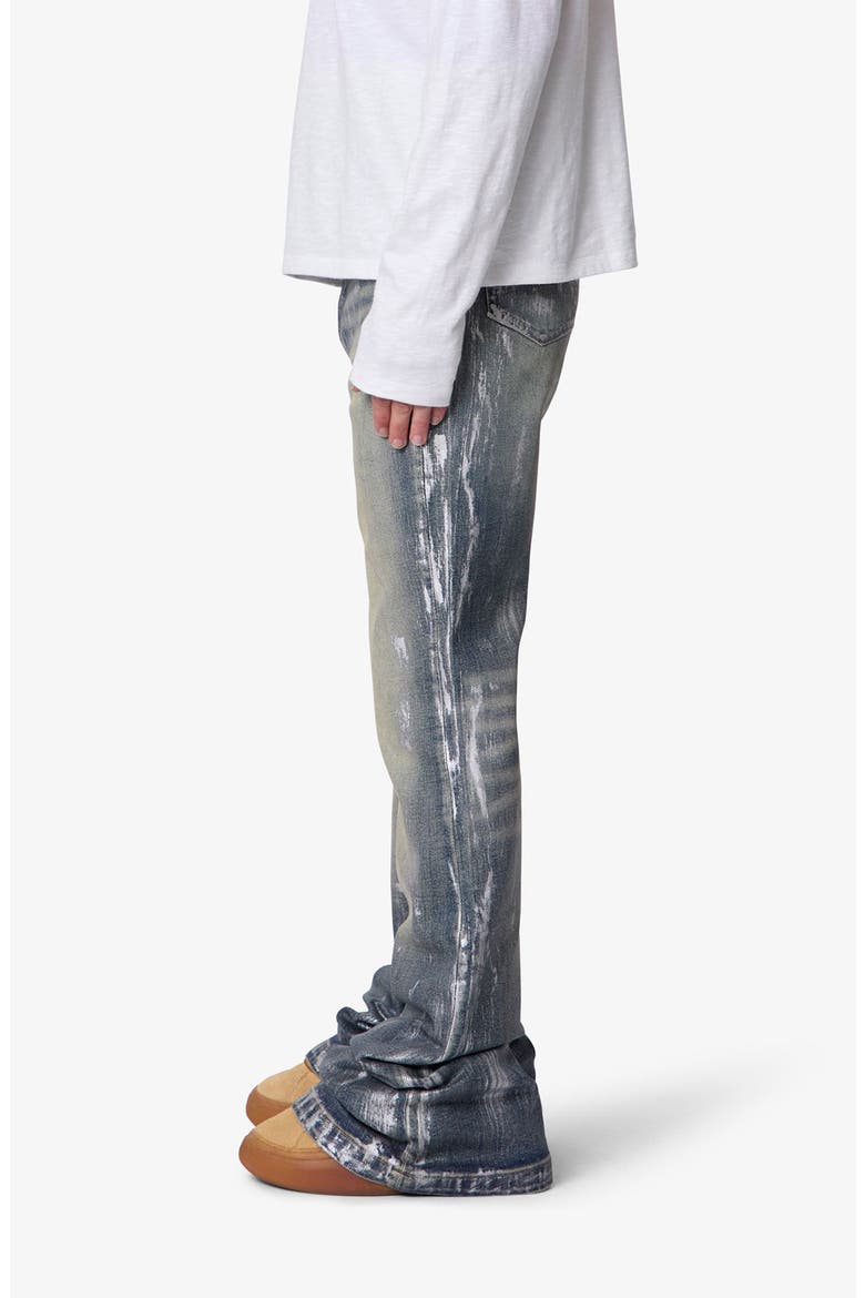 Waxed Super Stacked Relaxed Jeans, Alternate, color, BLUE