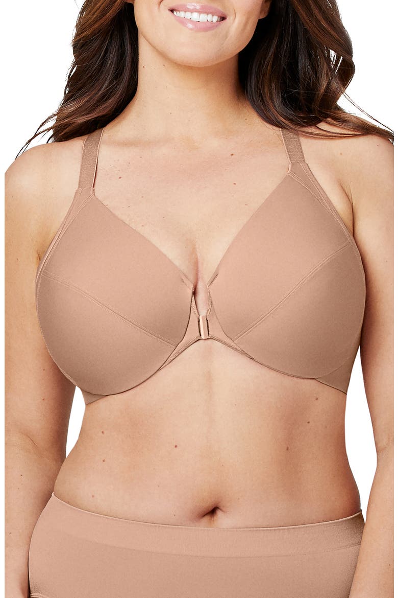 WonderWire® Front Close Smoothing Underwire Bra, Main, color, CAFE AU LAIT
