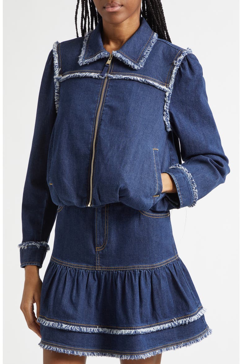 Indria Fringe Denim Jacket, Alternate, color, TWILIGHT