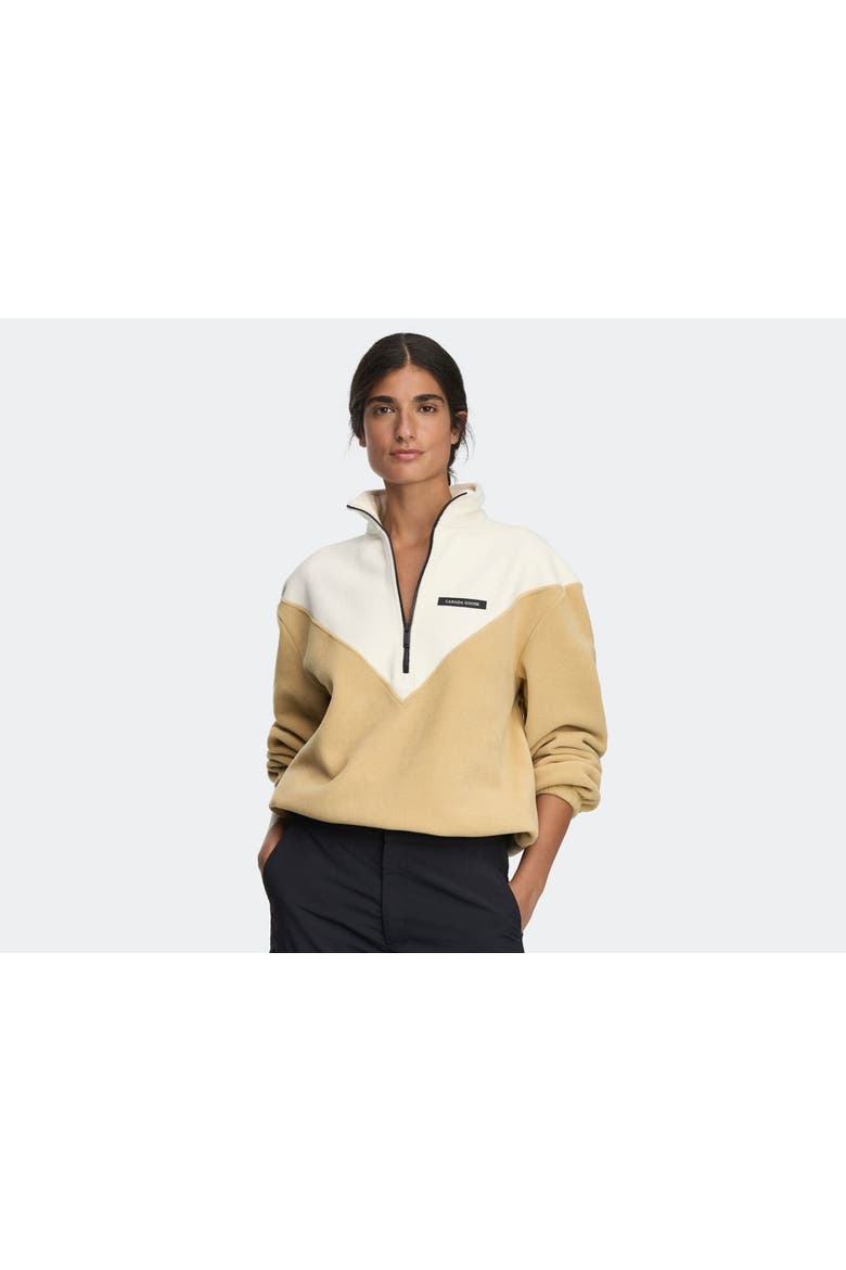 Tayen Colour Block Fleece Quarter Zip, Alternate, color, Bone/Timber Sand