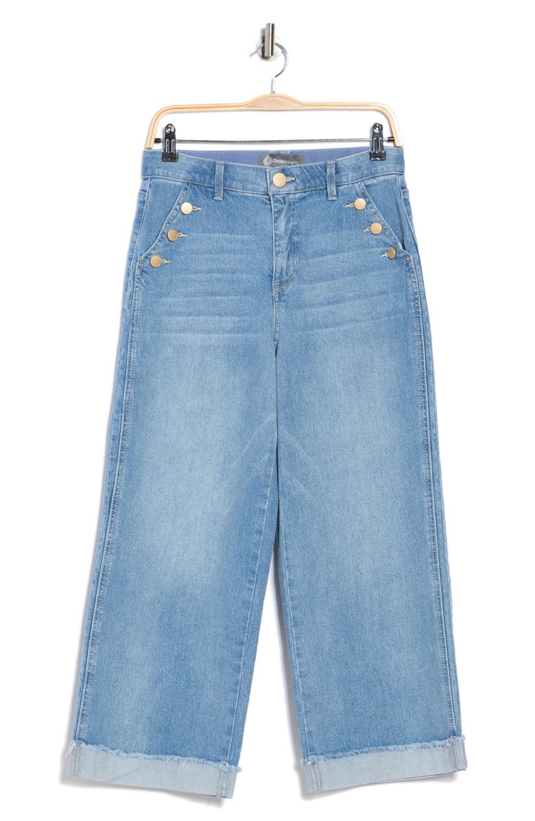 Democracy Sailor Button Cuffed Boyfriend Jeans, Alternate, color, Light Blue