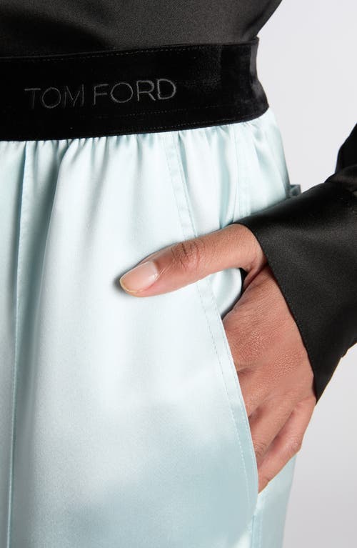 Tom Ford Stretch Silk Satin Pj Pants In Blue