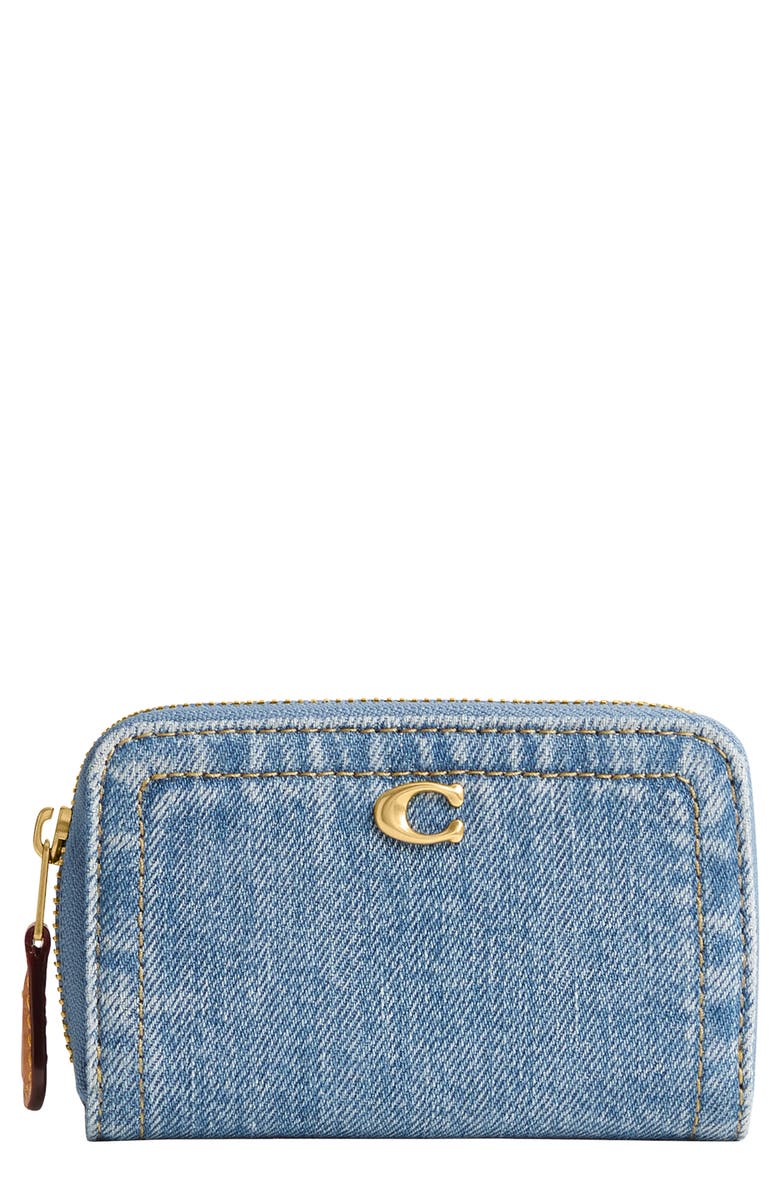 COACH Small Essential Denim Wallet, Main, color,