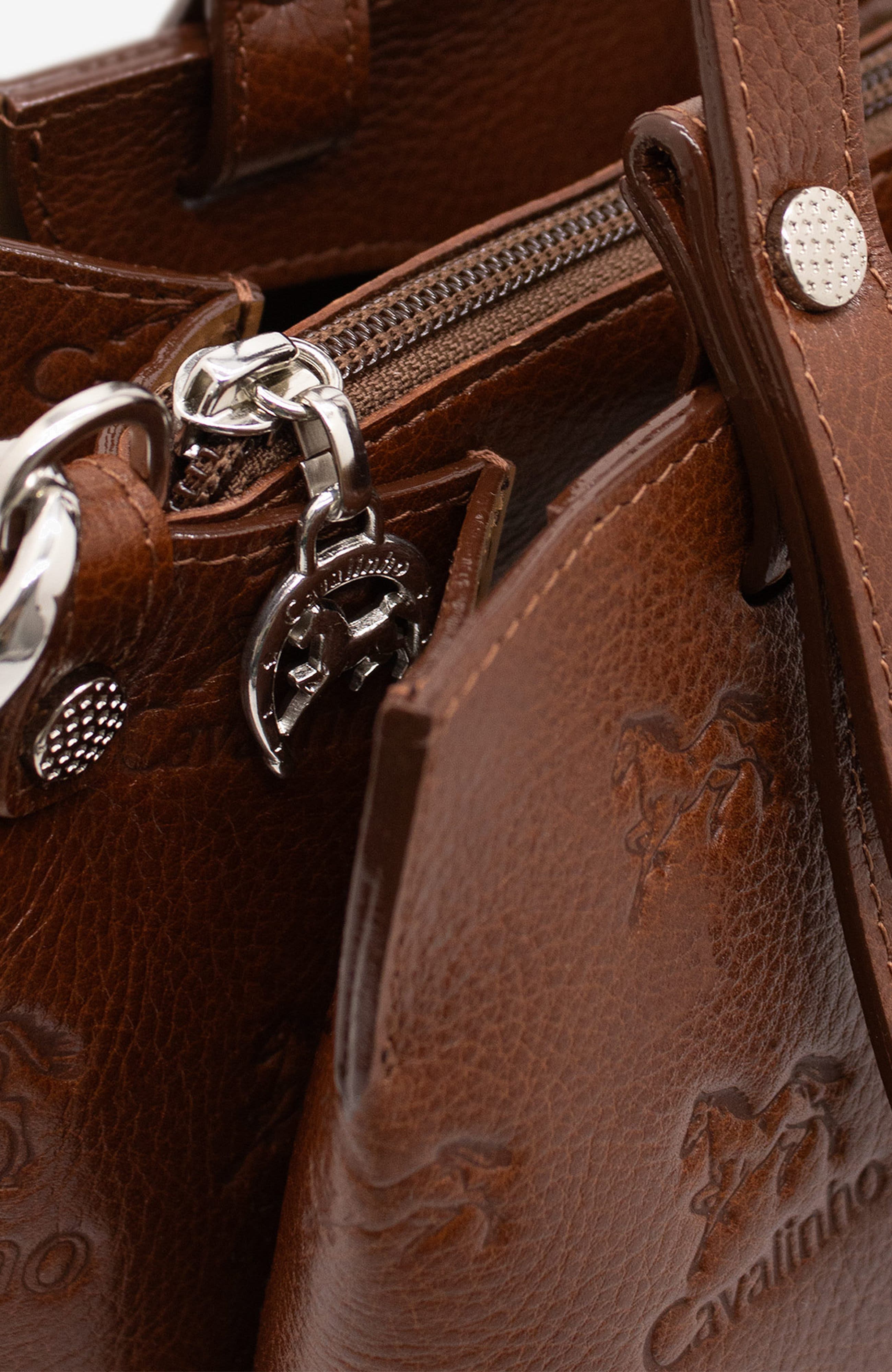 Cavalo Lusitano 490 Embossed Leather Handbag, Alternate, color, Camel Brown