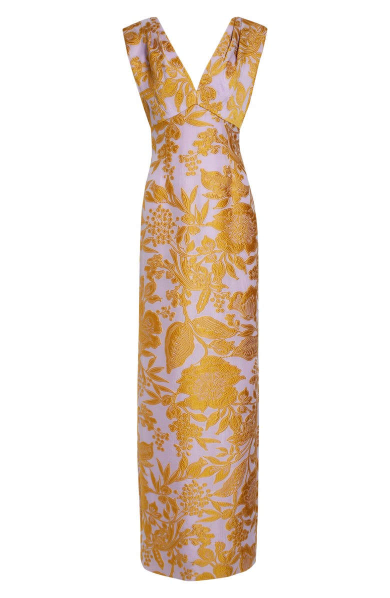 Lela Rose Floral Brocade Gown, Alternate, color, Peony Multi