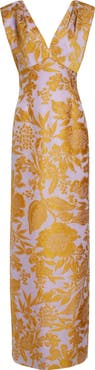 Lela Rose Floral Brocade Gown