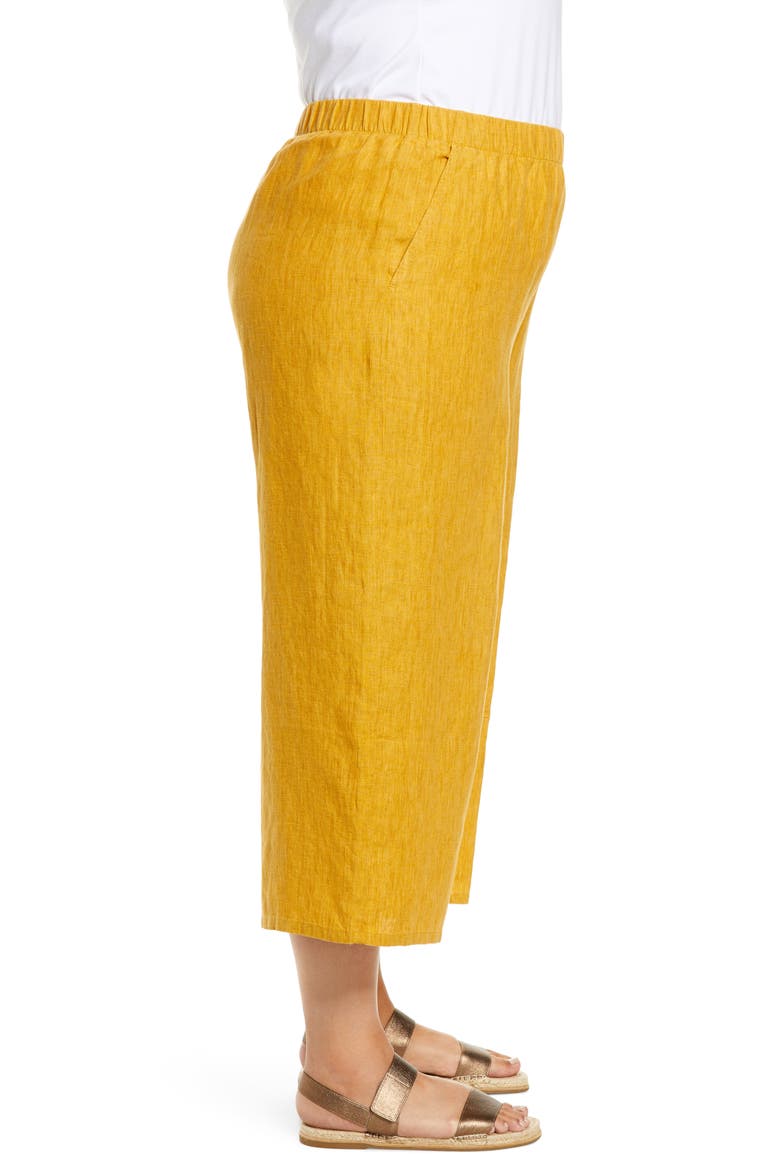 Organic Linen Crop Wide Leg Pants, Alternate, color, MARIGOLD