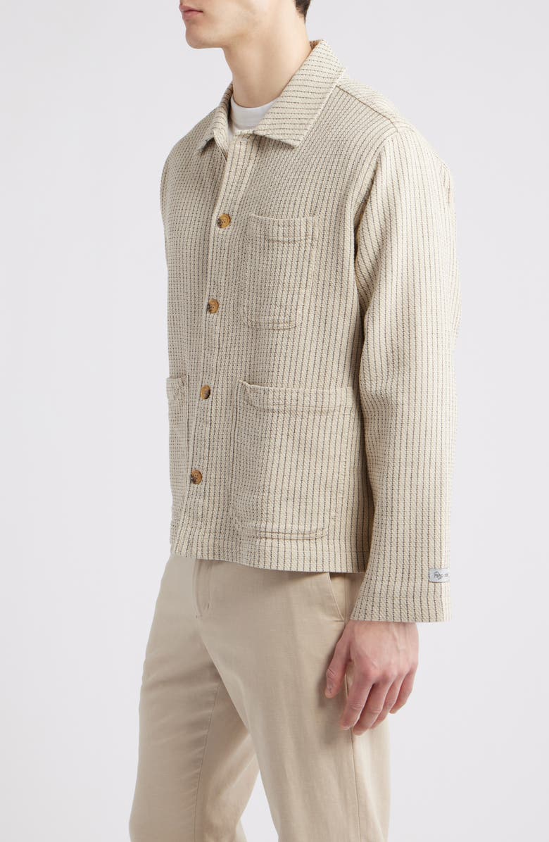 Percival Sorrento Pinstripe Cotton & Linen Button-Up Overshirt, Alternate, color, Ecru