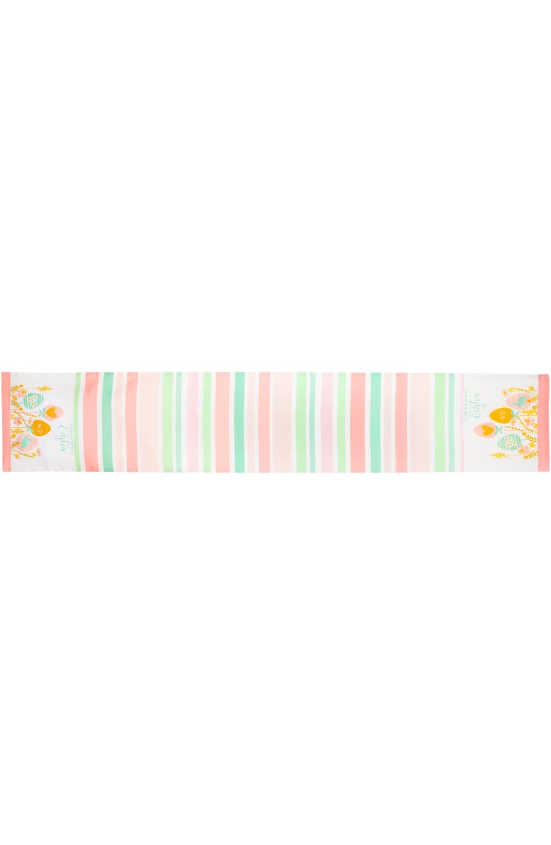 Northlight Striped Pastel Happy Easter Table Runner - 72" - Pink and Green Green, Main, color, Pink