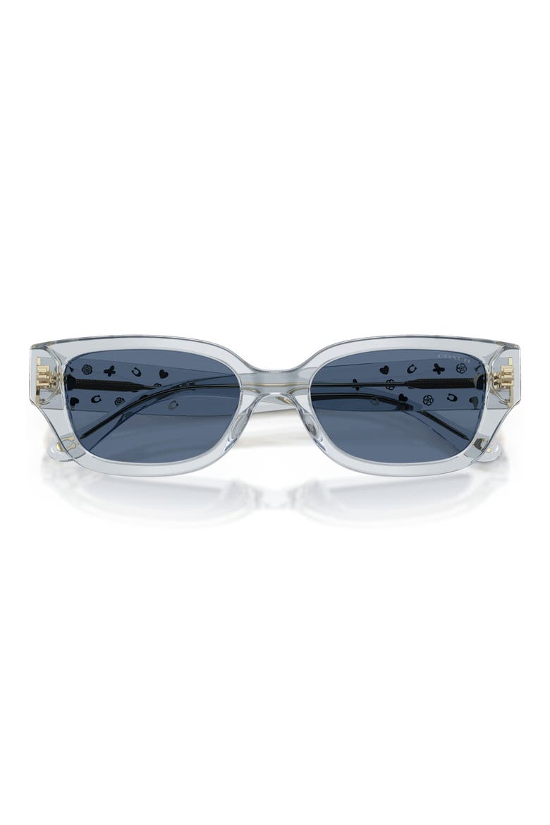 53mm Rectangular Sunglasses, Alternate, color, TRANSPARENT LIGHT BLUE / BLUE