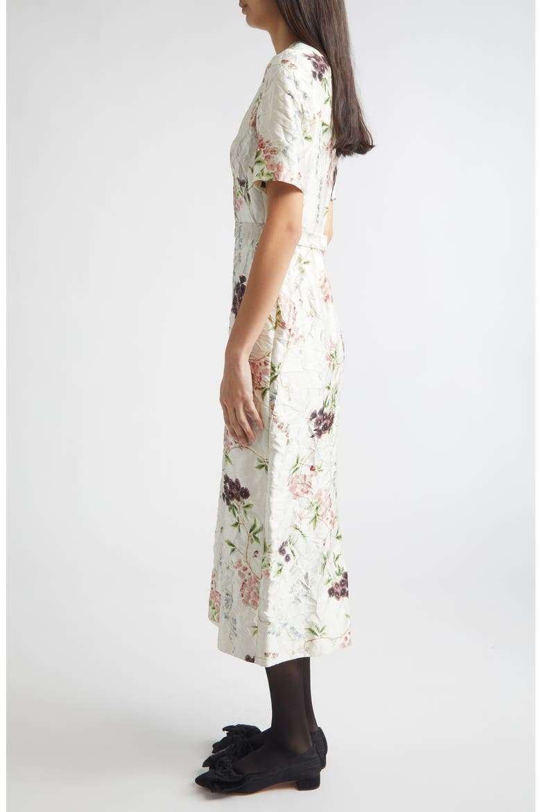 Floral Print Textured Satin Midi Pencil Dress, Alternate, color, FRENCH CHINTZ MULTI WHITE