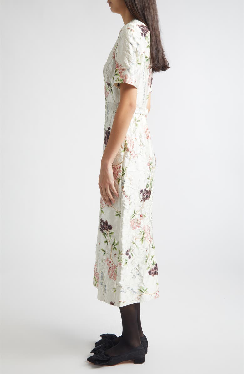 Erdem Floral Print Textured Satin Midi Pencil Dress, Alternate, color, French Chintz Multi White