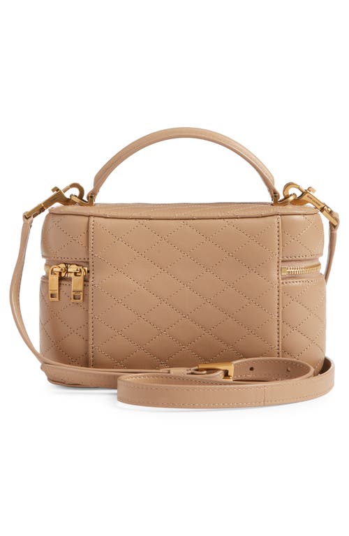 Saint Laurent Mini Gaby Quilted Leather Vanity Case In Brown