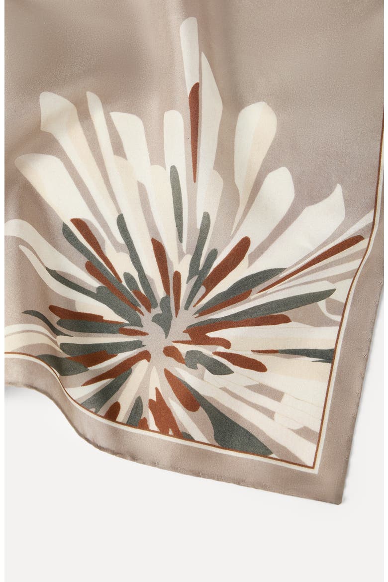 Bloom print pongee foulard, Alternate, color, Khaki