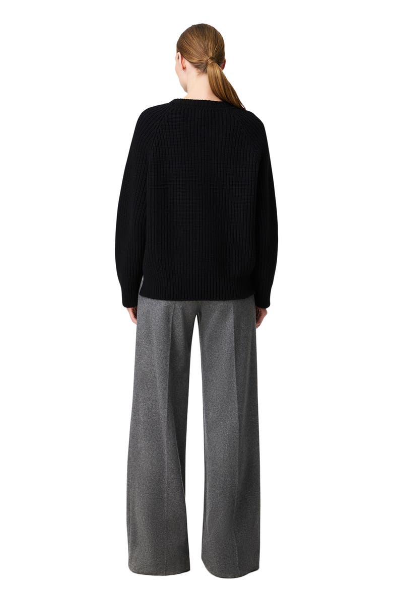 Another Tomorrow Oversized Luxe Crewneck, Alternate, color, Black