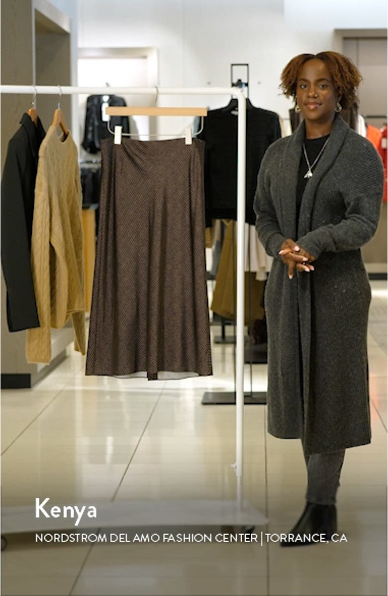 Brushed Houndstooth Check Satin Slip Skirt, sales video thumbnail