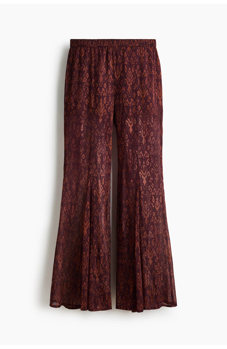 H&M Flared crinkled pants, Alternate, color, Burgundy/Patterned