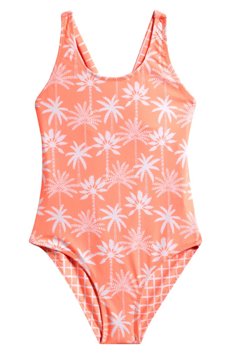 Snapper Rock Kids Ciao Paradiso One-Shoulder One-Piece Swimsuit, Main, color, Orange