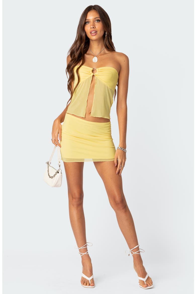 Cyrene Semisheer Crop Open Front Strapless Top, Alternate, color, YELLOW
