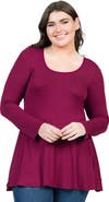 24seven Comfort Apparel Poised Long Sleeve Swing Tunic Top