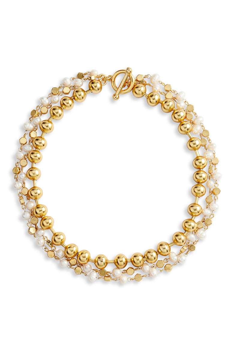 Freshwater Pearl Layered Necklace, Main, color, GOLD