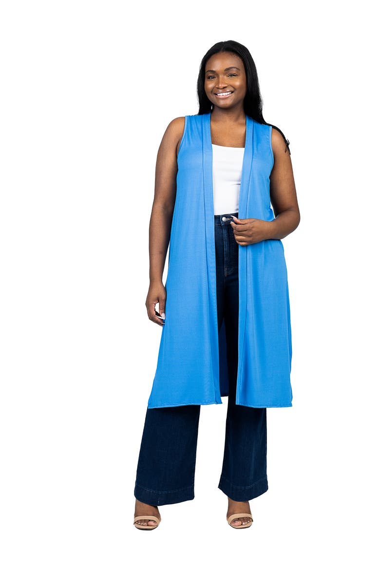 Open Front Long Vest, Main, color, TURQUOISE