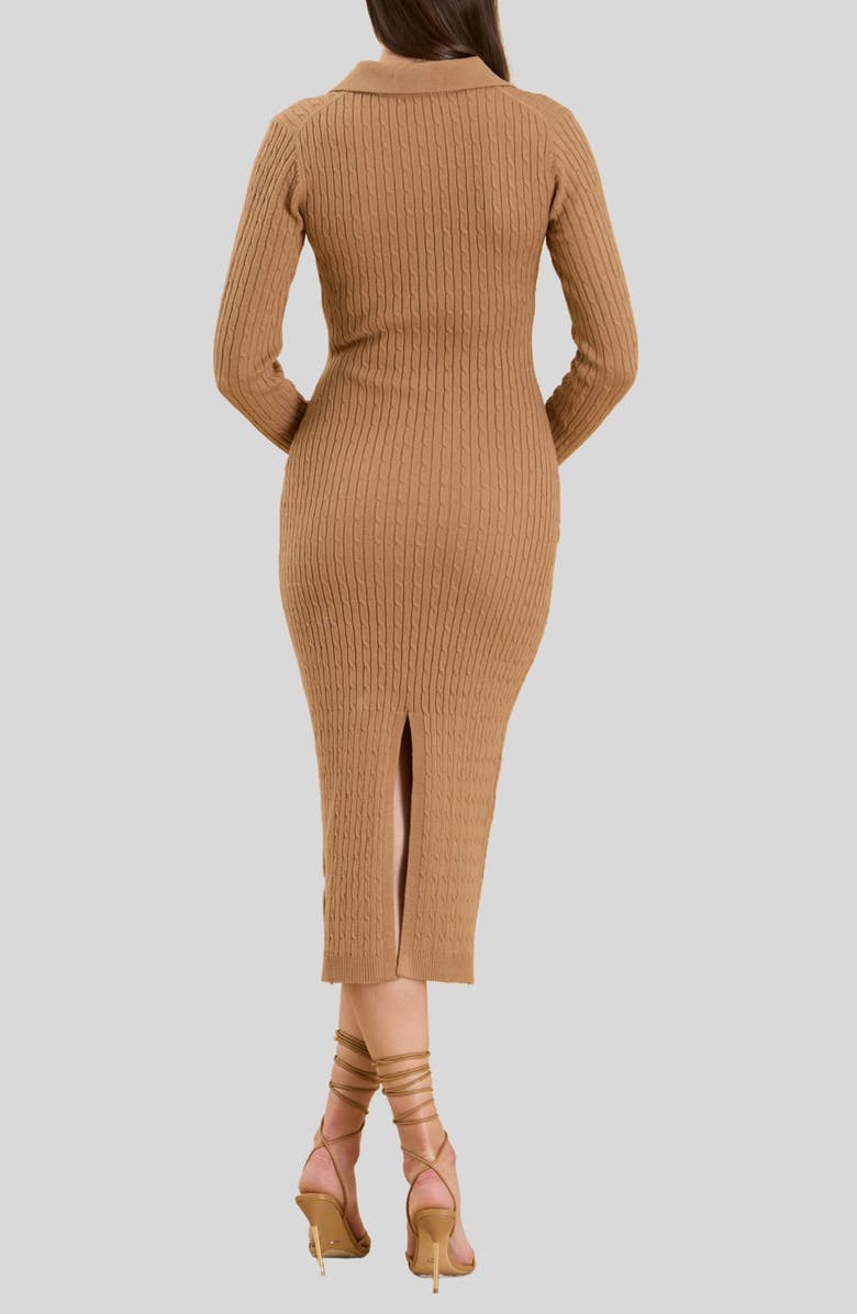 Blu Pepper Cable Knit Sweater Dress, Alternate, color, Khaki