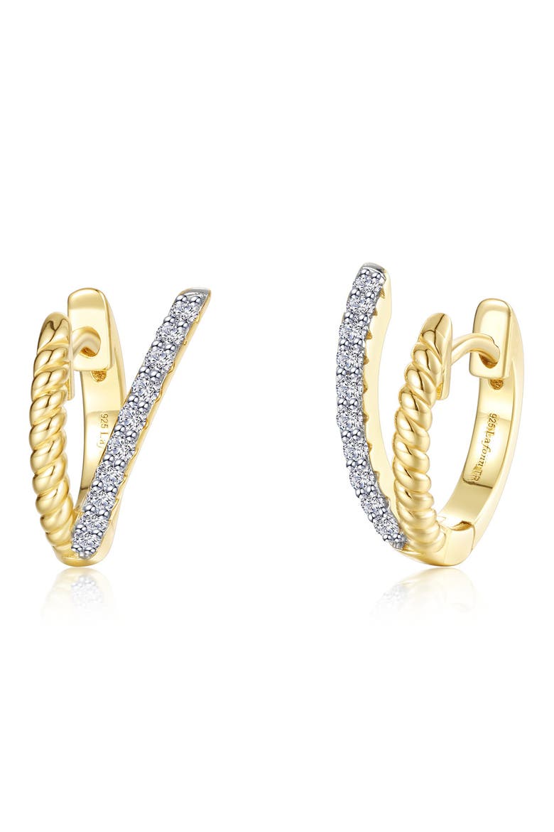 Eternal Weave Pavé Simulated Diamond Huggie Hoop Earrings, Main, color, GOLD