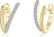 Lafonn Eternal Weave Pavé Simulated Diamond Huggie Hoop Earrings