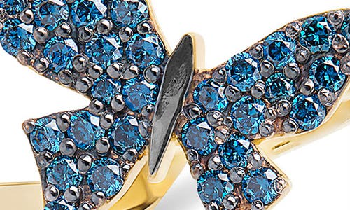 Lana 14k Gold White & Blue Diamond Butterfly In Multi