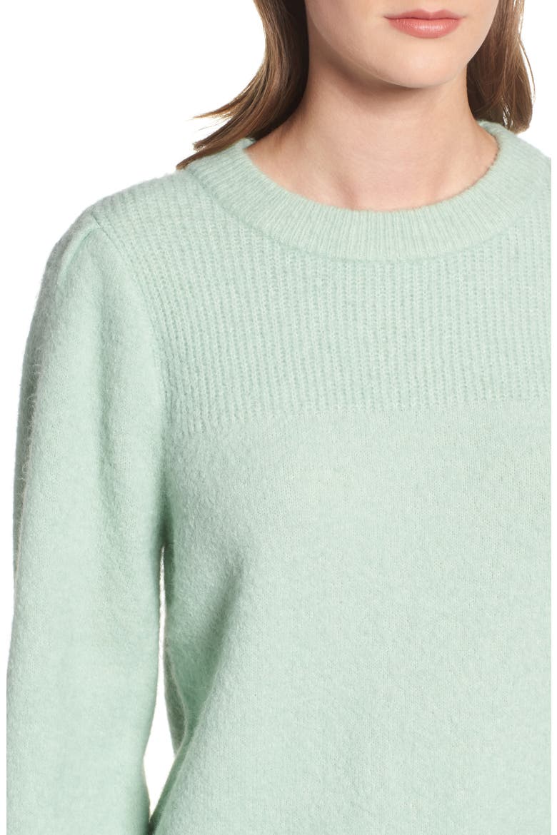 Puff Sleeve Pullover, Alternate, color, GREEN PLACID