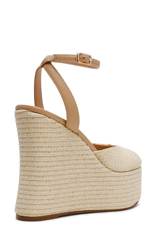 Steve Madden Wanona Ankle Strap Peep Toe Platform Wedge Sandal In Nat Raffia