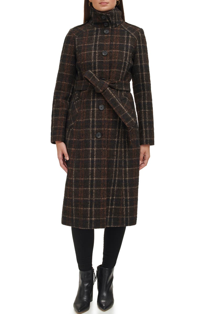 Kenneth Cole New York Plaid Trench Coat, Alternate, color, Plaid
