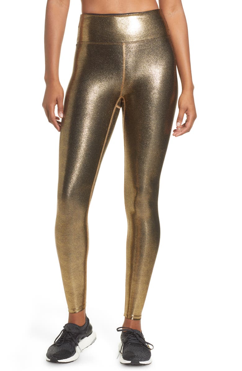 Heroine Sport Marvel Metallic High Waist Leggings, Main, color, 24K