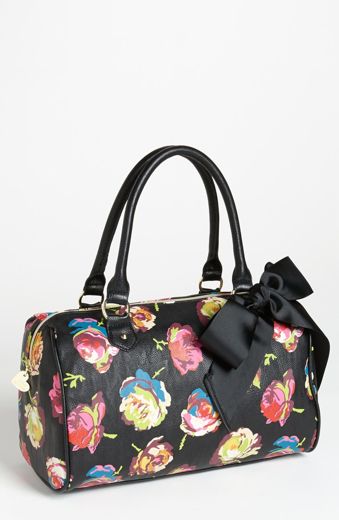 Betsey Johnson Faux Leather Floral Satchel, Main, color, 