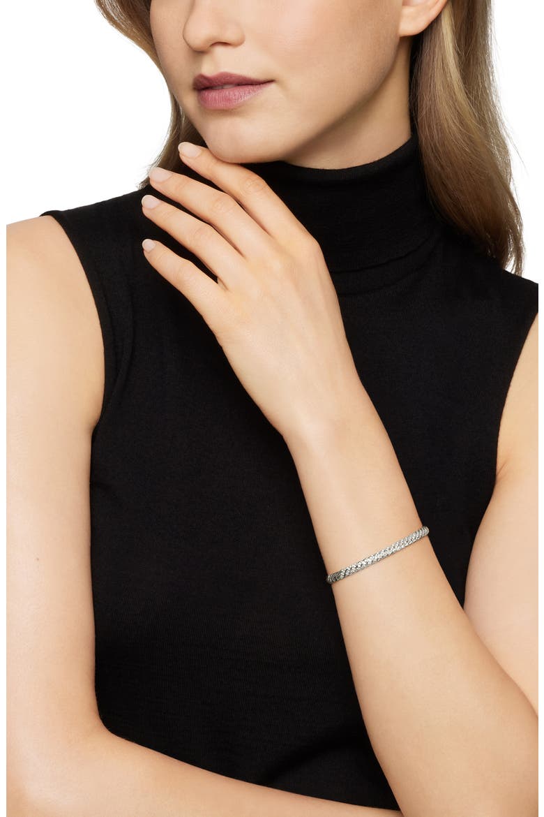 Sculpted Cable Bangle Bracelet with Diamonds, 4.6mm, Alternate, color, 18K WHITE GOLD/ DIAMOND