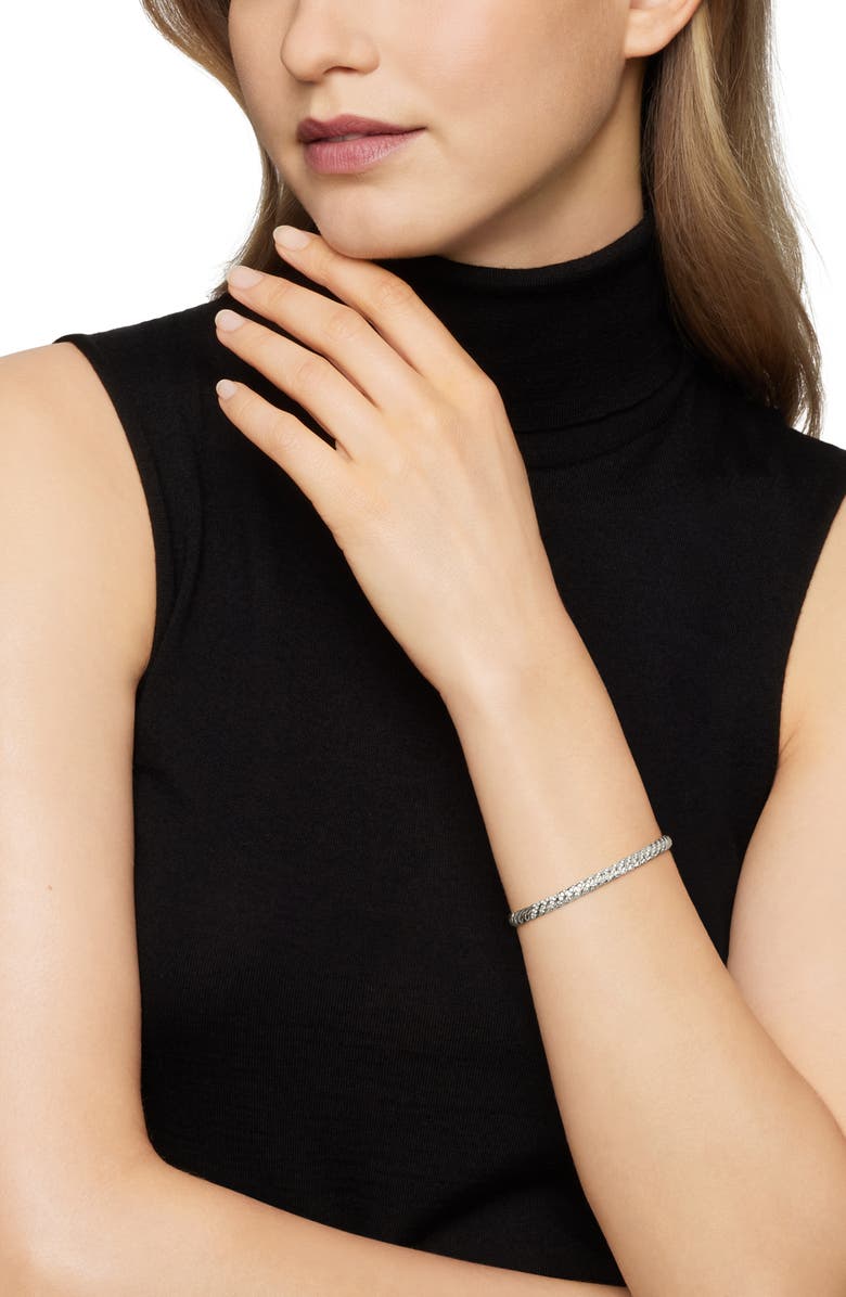 David Yurman Sculpted Cable Bangle Bracelet with Diamonds, 4.6mm, Alternate, color, 18K White Gold/ Diamond