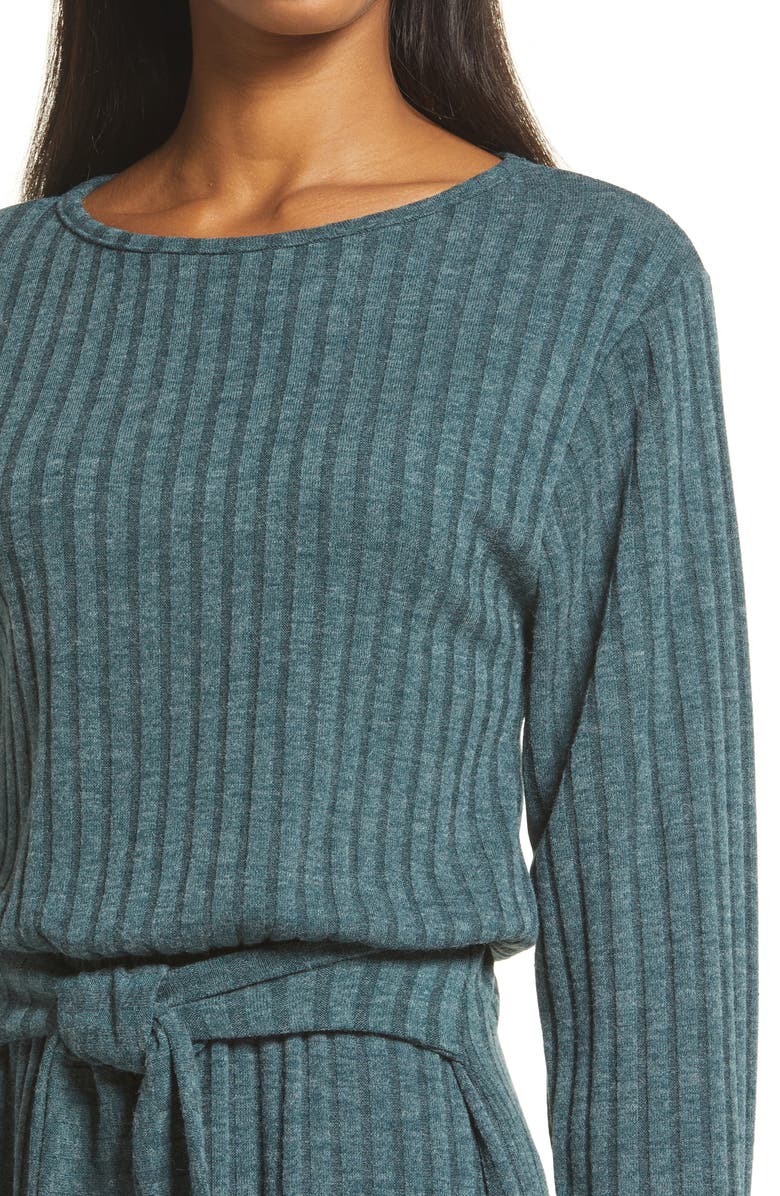 Fraiche by J Tie Front Long Sleeve Dress, Alternate, color, 