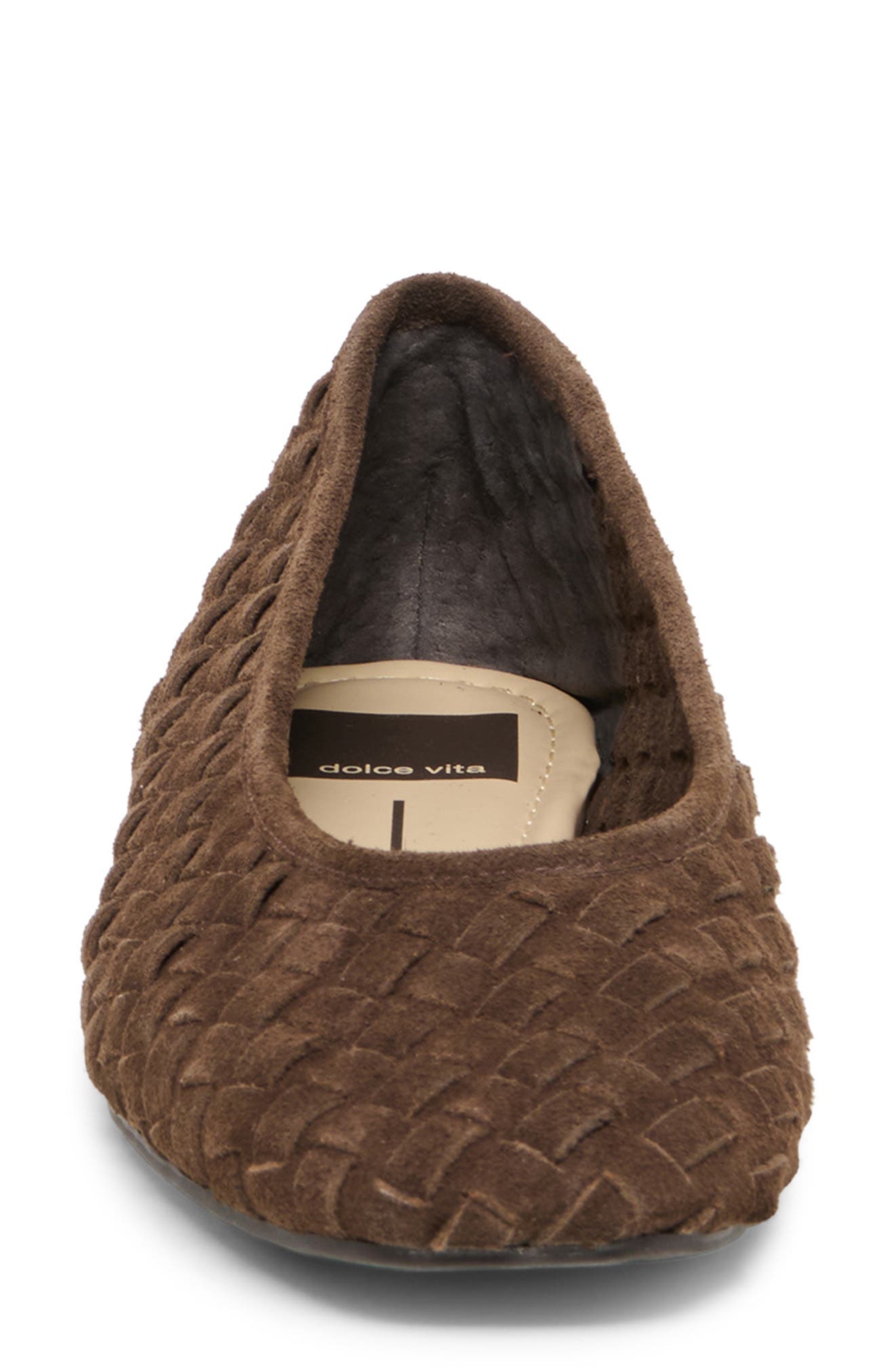 Mycah Wovan Flat, Alternate, color, DARK BROWN WOVEN SUEDE