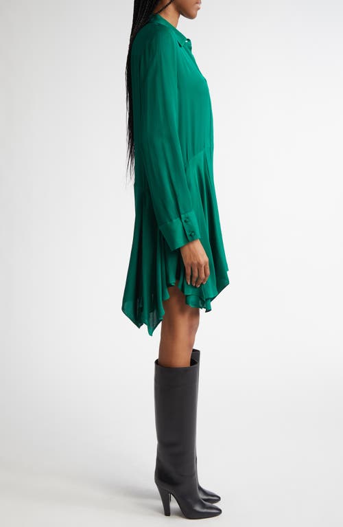 Alice And Olivia Alice + Olivia Avita Long Sleeve Asymmetric Shirtdress In Forest Green