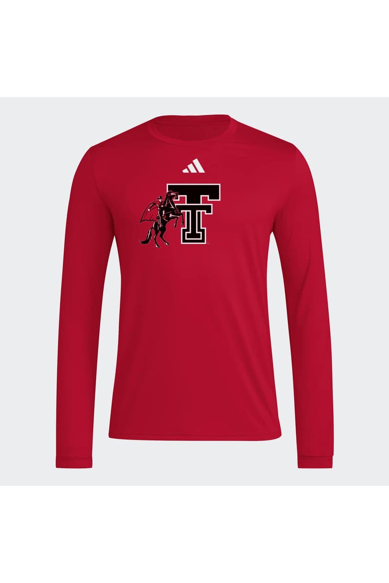 Men's adidas Red Texas Tech Red Raiders Primary Locker Logo Pre-Game Long Sleeve T-Shirt, Main, color, Red