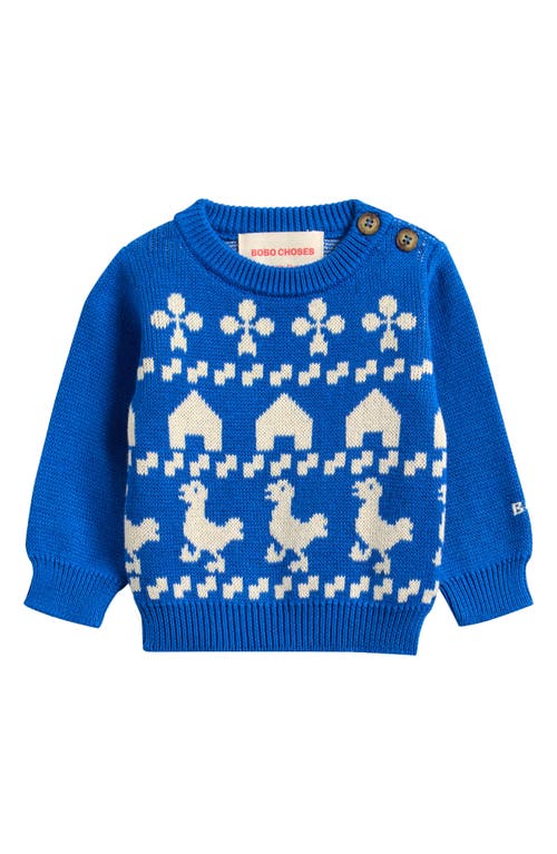 Bobo Choses Farm Jacquard Organic Cotton Sweater in Blue  product