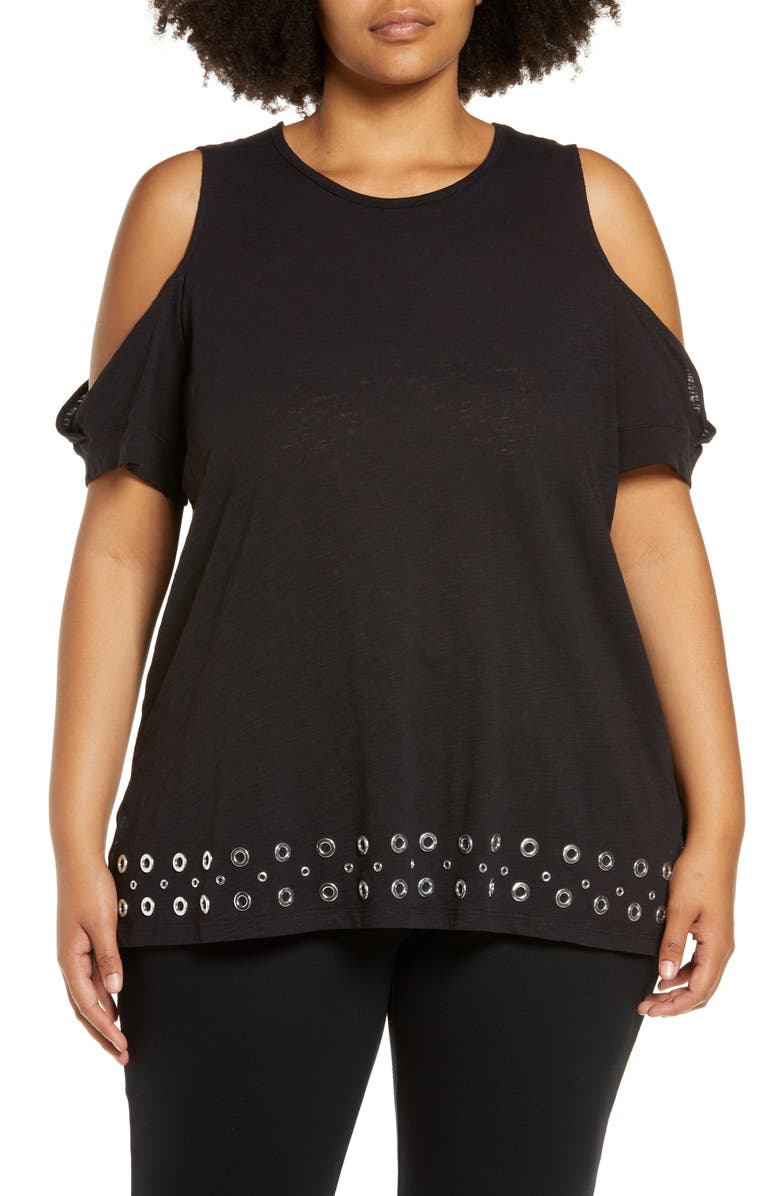 Michael Kors Grommet Cold Shoulder Tunic Top, Main, color,