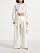 Manière De Voir Flora Box Pleat Wide Leg Belted Trousers