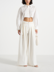 Manière De Voir Flora Box Pleat Wide Leg Belted Trousers