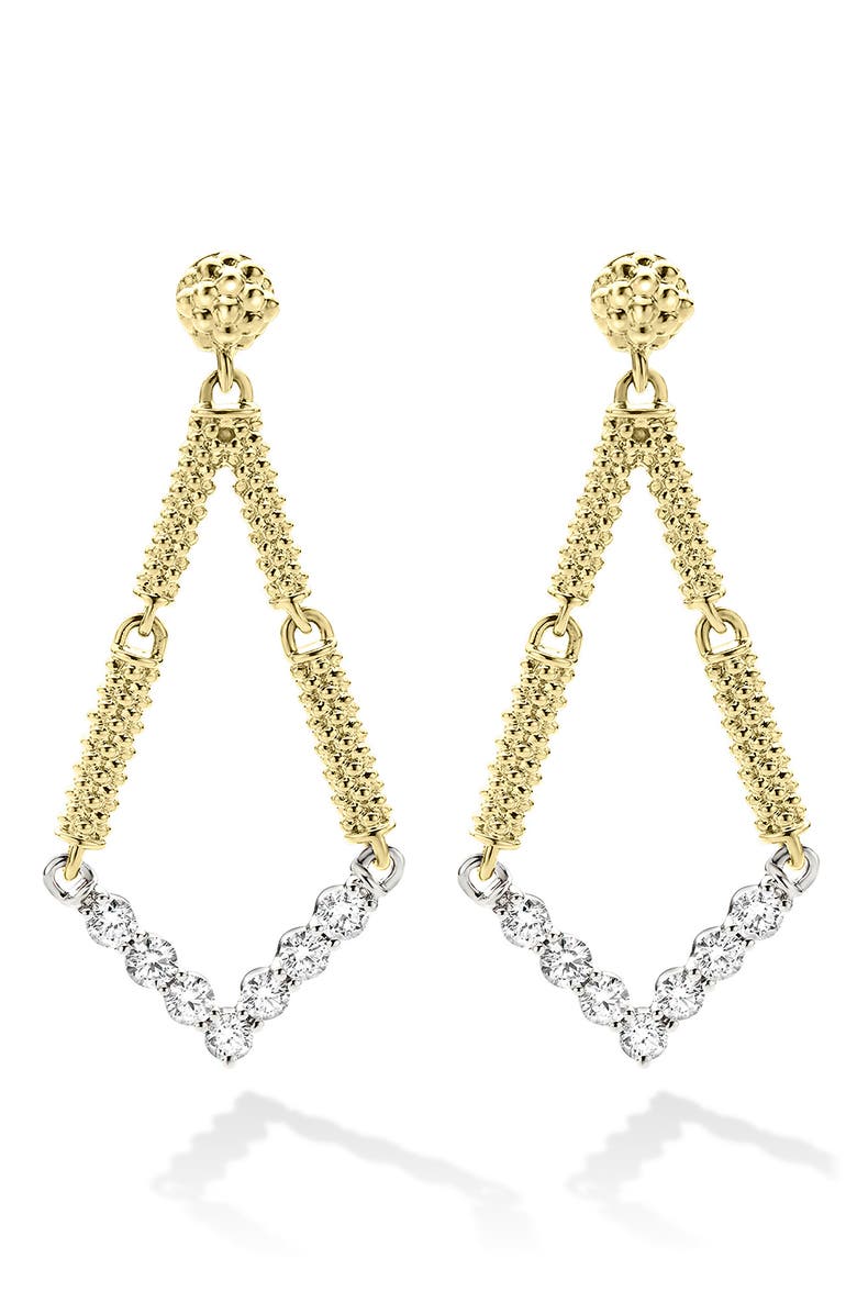 LAGOS Signature Caviar Diamond V Drop Earrings, Main, color, Gold Diamond